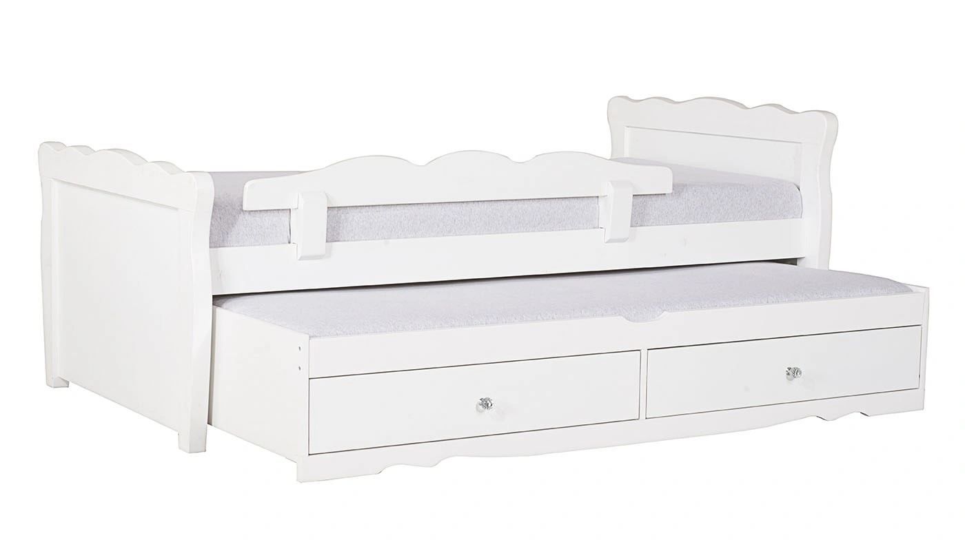 מיטת ילדים גלי רוחב 90 ס"מ | צבע לבן אטום